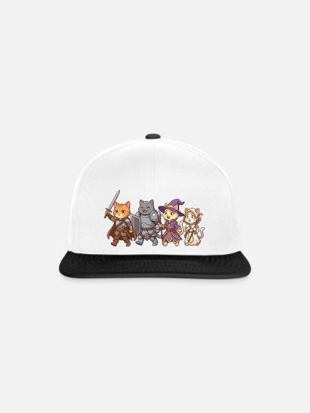 RPG Cats Dungeon Party Fantasy - Snapback Cap - Weiß/Schwarz