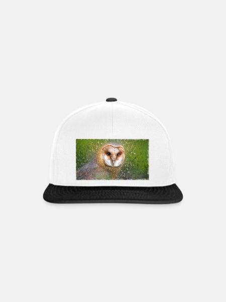 Schleiereule – Vogelillustration - Snapback Cap - Weiß/Schwarz
