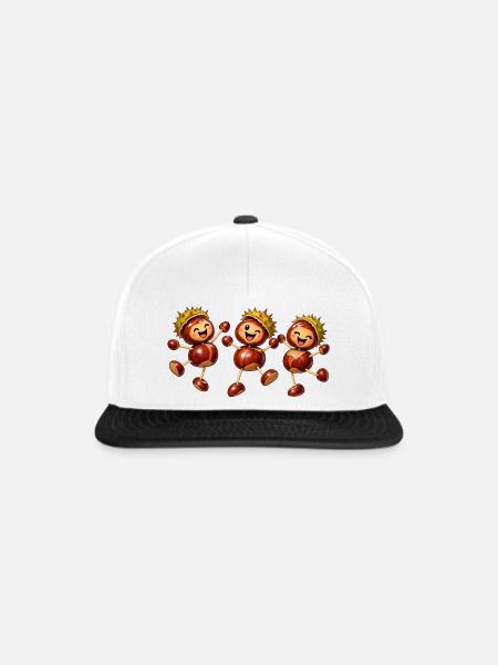 Fröhliche Kastanienfiguren im Herbst - Snapback Cap - Weiß/Schwarz