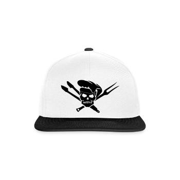 BBQ - Grill Totenkopf - Snapback Cap - Weiß/Schwarz - Vorne