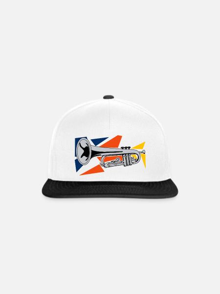 Silberne Trompete Pop Art - Snapback Cap - Weiß/Schwarz