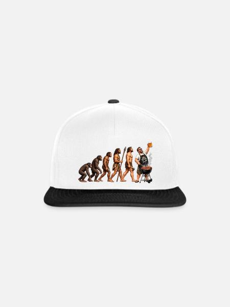 Evolution zum Grill - Snapback Cap - Weiß/Schwarz