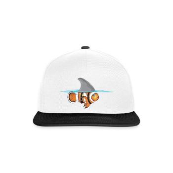 Clownfisch mit Haifischflossen Kostüm - Snapback Cap - Weiß/Schwarz - Vorne