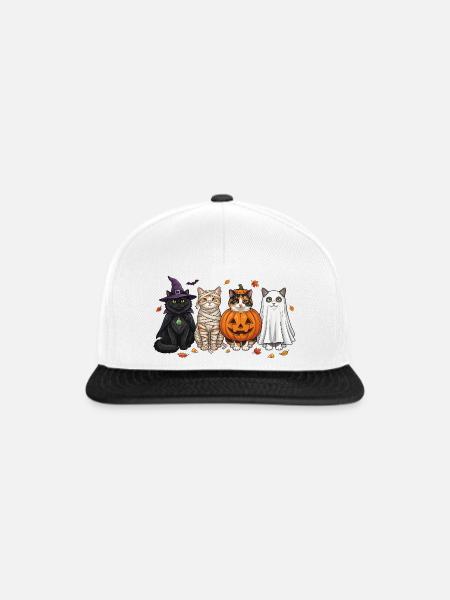 Halloween Kitty Quartett - Snapback Cap - Weiß/Schwarz