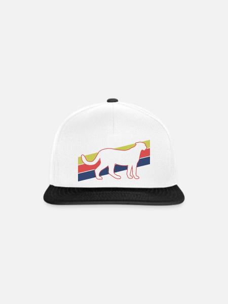 Gepard Retro Silhouette - Snapback Cap - Weiß/Schwarz