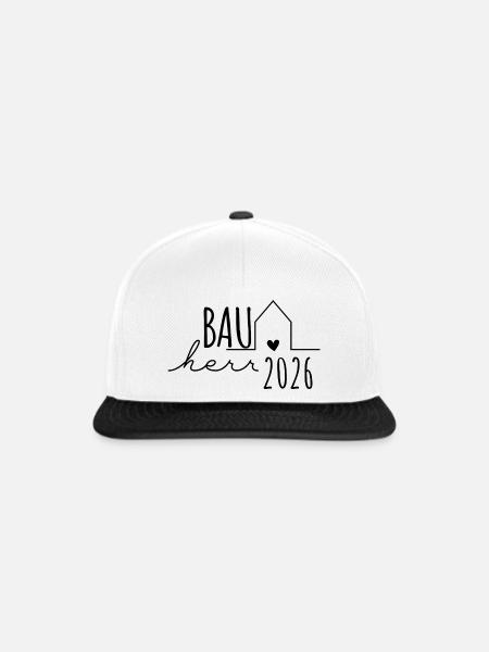 Bauherr 2026 Hausbau Geschenk Mann - Snapback Cap - Weiß/Schwarz