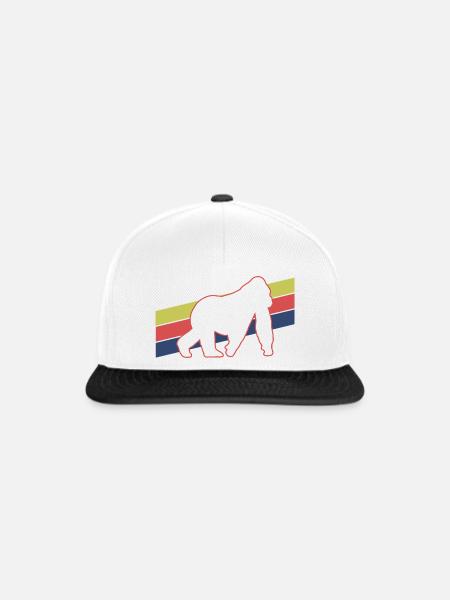 Affe Silhouette Retro - Snapback Cap - Weiß/Schwarz