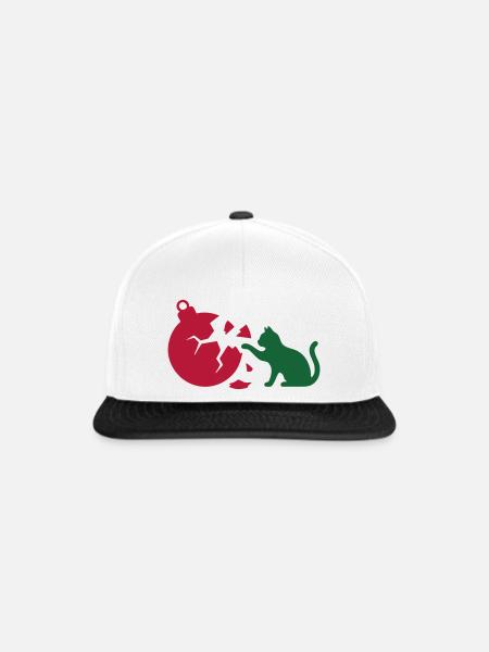 Katze Christbaumkugel Grafik - Snapback Cap - Weiß/Schwarz