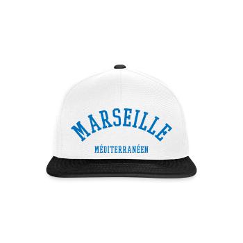 Marseille, Méditerranée, France - Casquette snapback - blanc/noir - Devant