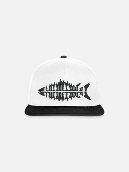Fischer Natur Fischwald Minimalistisch - Snapback Cap - Weiß/Schwarz