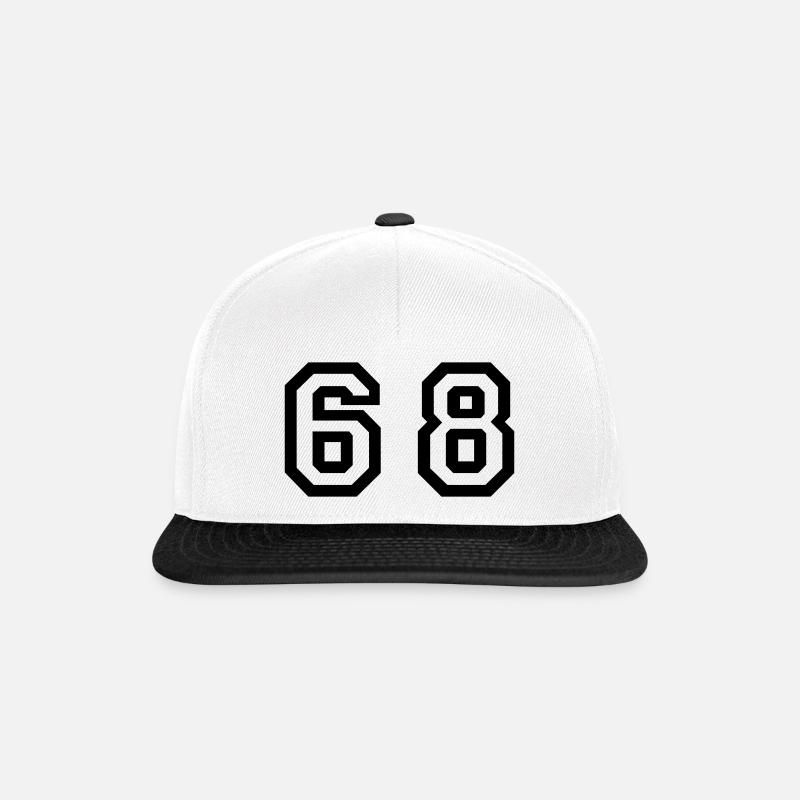Number - 68 - Sixty Eight - Snapback Cap - white/black