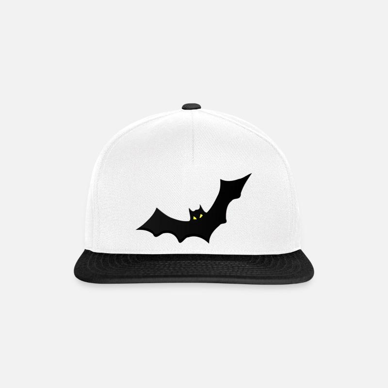 Night bat with yellow eyes - Snapback Cap - white/black