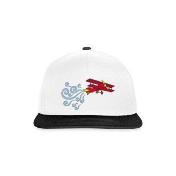 Vintage Flugzeug - Snapback Cap - Weiß/Schwarz - Vorne