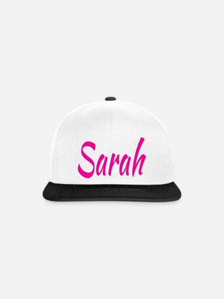 Sarah Schriftzug Pink - Snapback Cap - Weiß/Schwarz