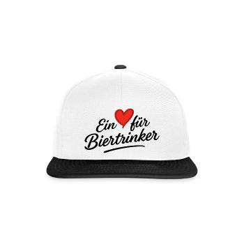 Ein Herz für Biertrinker - Snapback Cap - Weiß/Schwarz - Vorne