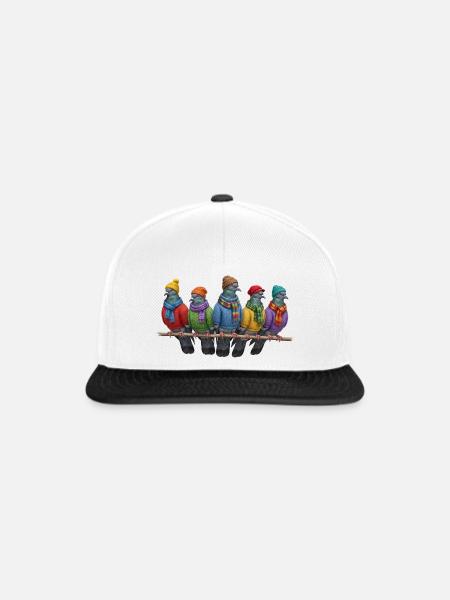 Tauben in Strickpullovern Winter Weihnachten - Snapback Cap - Weiß/Schwarz