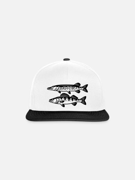 Hecht Zander Raubfisch Angeln Fischen - Snapback Cap - Weiß/Schwarz