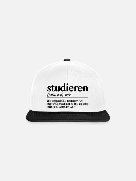 Studieren – Lustige Definition für Studenten - Snapback Cap - Weiß/Schwarz