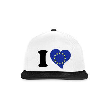 I love Europe - Ich liebe Europa - Snapback Cap - Weiß/Schwarz - Vorne