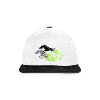 pferde - hengst - stute - fohlen - Snapback Cap - Weiß/Schwarz - Vorne