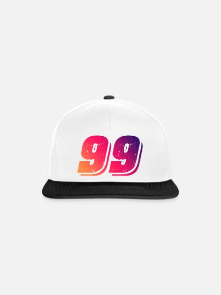 99 Zahl Symbol - Snapback Cap - Weiß/Schwarz