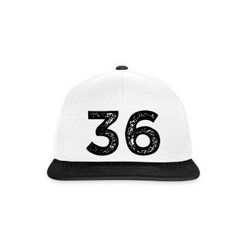 36 Zahl Trikot - Snapback Cap - Weiß/Schwarz - Vorne