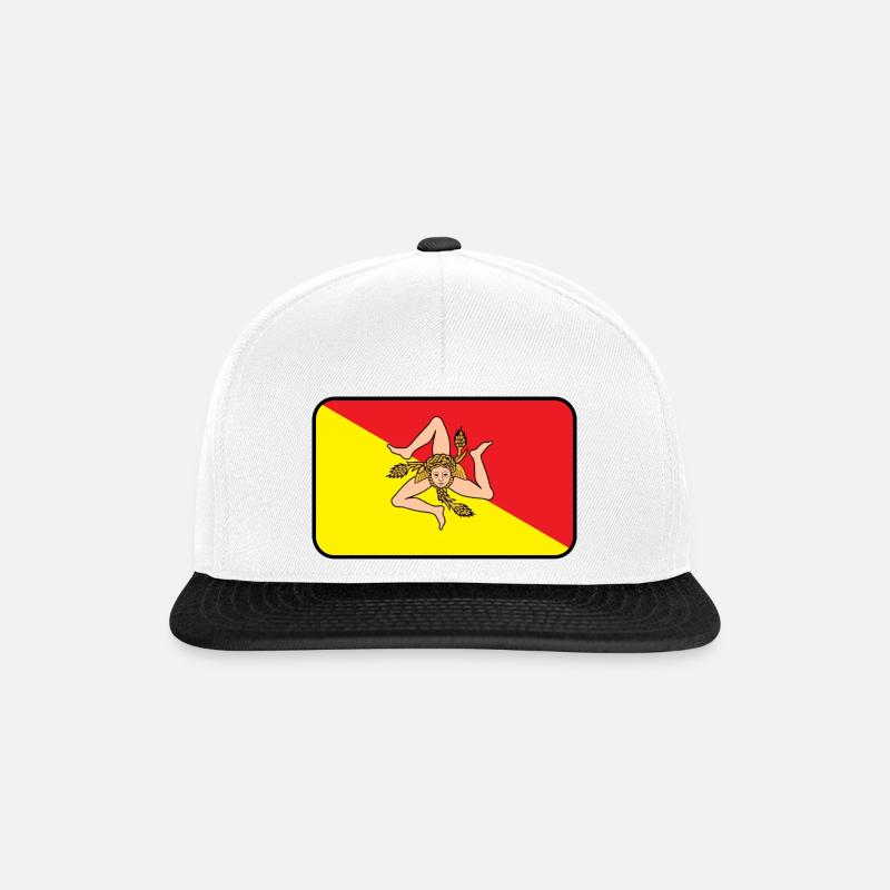 Flaggenlogo von Sizilien - Snapback Cap - Weiß/Schwarz