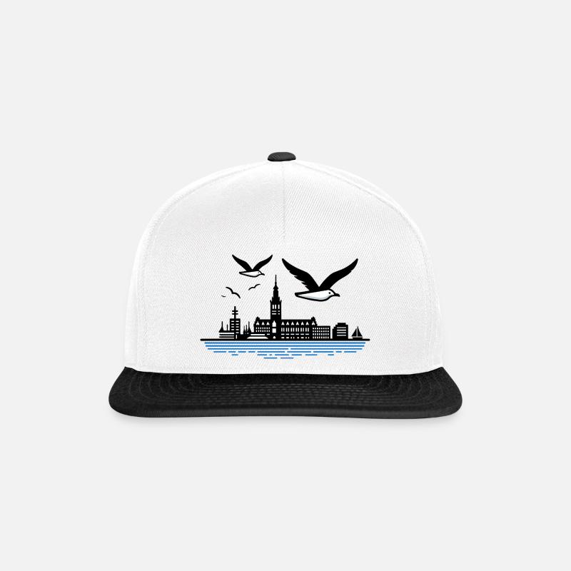 Hamburg Möwe Skyline Perle Alster Elbe Michel - Snapback Cap - Weiß/Schwarz