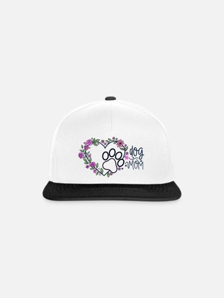 Blumenherz Hundemama - Snapback Cap - Weiß/Schwarz