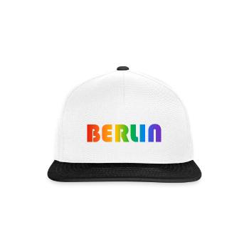 Berliner Regenbogen Text - Snapback Cap - Weiß/Schwarz - Vorne