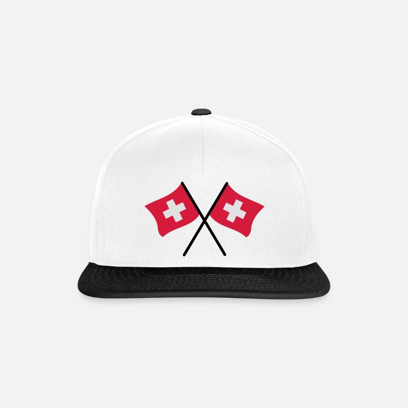 Schweizer Flaggen - Snapback Cap - Weiß/Schwarz