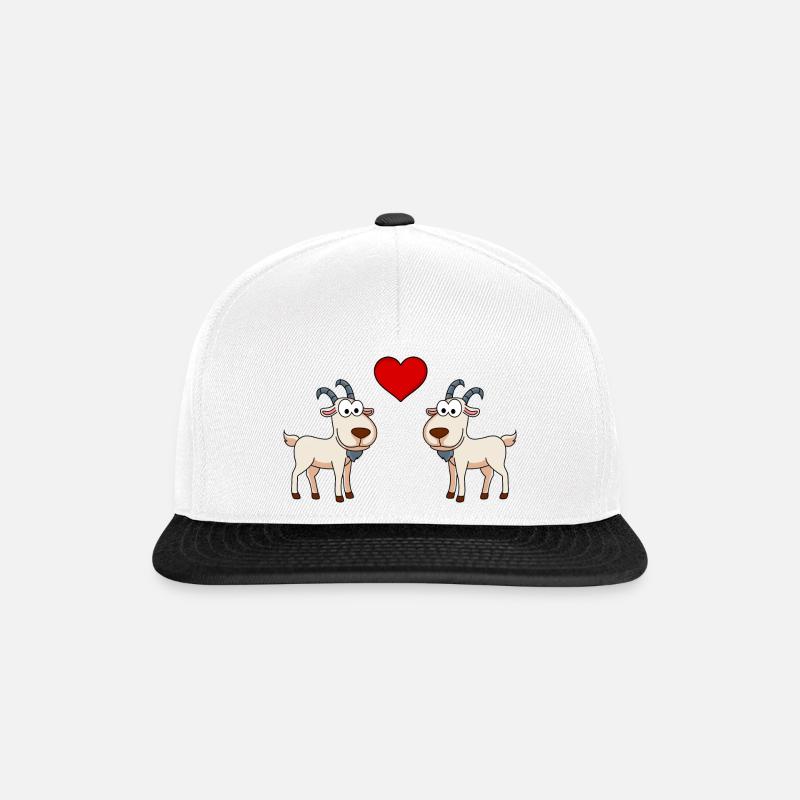 Bergziege Comic Paar Liebe - Snapback Cap - Weiß/Schwarz