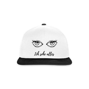 Ich sehe alles - Snapback Cap - Weiß/Schwarz - Vorne