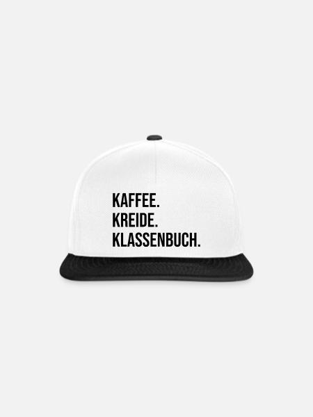 Kaffee. Kreide. Klassenbuch. - Snapback Cap - Weiß/Schwarz