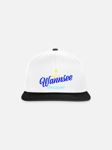 Berlin: Wannsee-Skipper mit Anker - Snapback Cap - Weiß/Schwarz