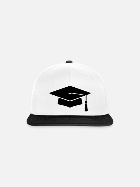 Doktorhut Abschluss Silhouette - Snapback Cap - Weiß/Schwarz