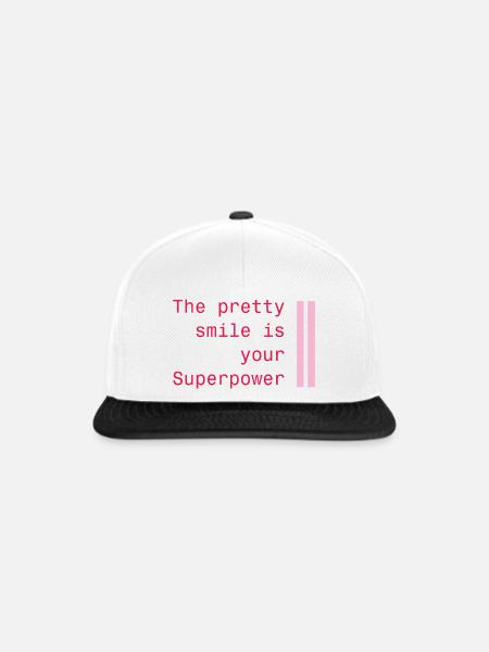 Lächeln als Superkraft - Snapback Cap - Weiß/Schwarz