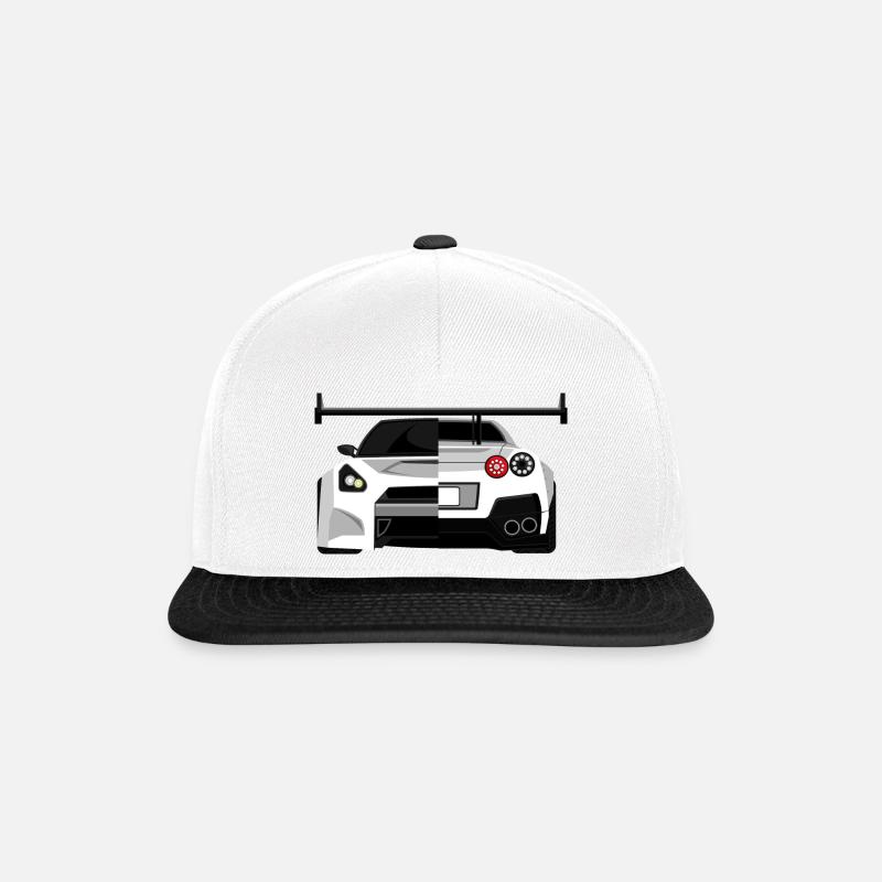 Gtr skyline Autos Tuner Racing Symbol Collage Logo - Snapback Cap - Weiß/Schwarz