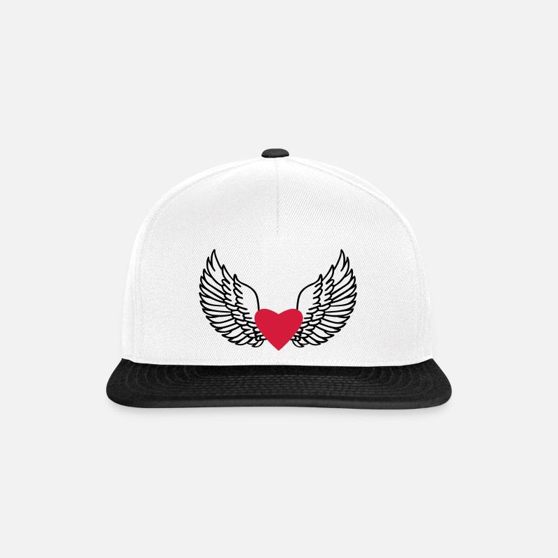 Flügel Herzfedern - Snapback Cap - Weiß/Schwarz