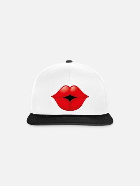 Smiley Lips - Snapback Cap - Weiß/Schwarz