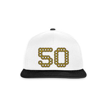 50. 50 ANS. 50e ANNIVERSAIRE. ANNIVERSAIRE 50 ANS. - Casquette snapback - blanc/noir - Devant