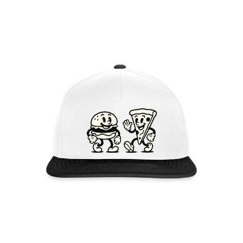 Burger Pizza Comic - Snapback Cap - white/black - Front