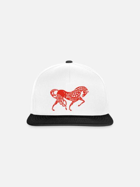 Keltisches Rotes Pferd - Snapback Cap - Weiß/Schwarz