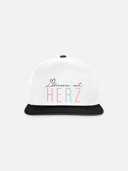 LEHRERIN MIT HERZ - Snapback Cap - Weiß/Schwarz