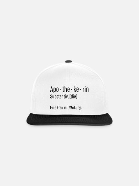 Apothekerin Substantiv Definition Geschenk - Snapback Cap - Weiß/Schwarz