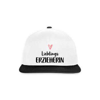 Lieblings Erzieherin Herz Geschenk Kindergarten - Snapback Cap - Weiß/Schwarz - Vorne