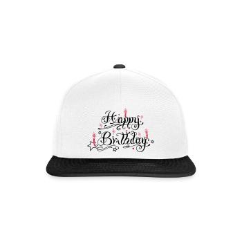 Happy birthday lettering with candles. - Snapback Cap - white/black - Front