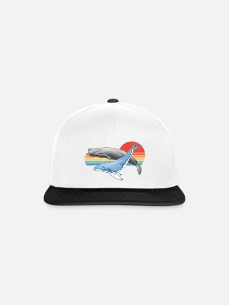 Pottwal und Buckelwal - Snapback Cap - Weiß/Schwarz