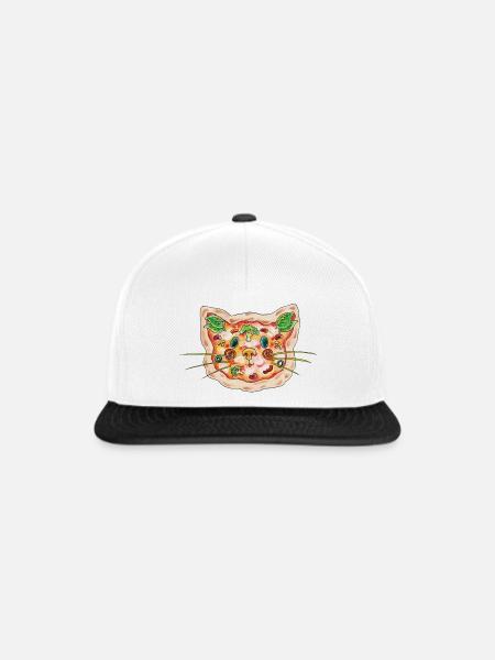 Pizza Katze - Snapback Cap - Weiß/Schwarz