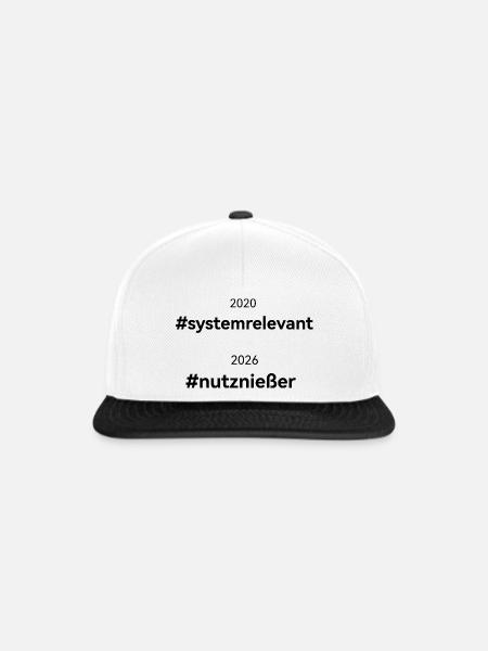 Nutzniesser systemrelevant - Snapback Cap - Weiß/Schwarz